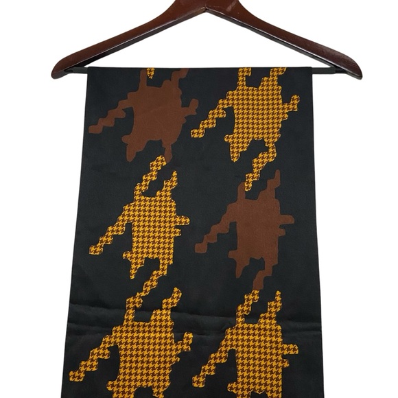 CHRISTIAN DIOR Silk Scarf Printed Pattern Black & Gold Vintage - Picture 5 of 16